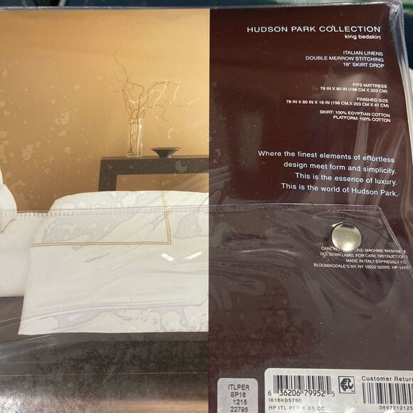 HUDSON PARK COLLECTION Italian Linens King Bedskirt 100% Cotton - Picture 2 of 5